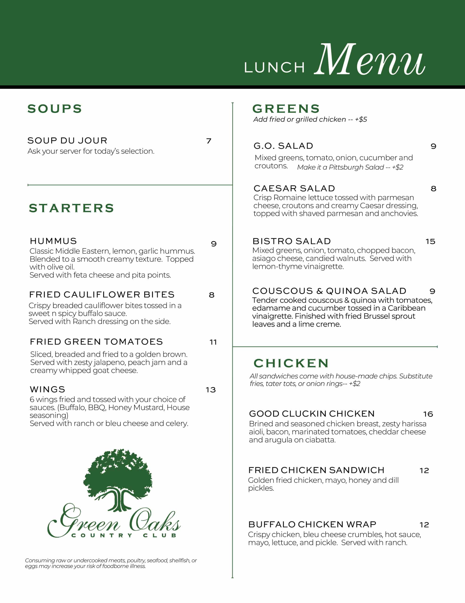 Lunch Menu